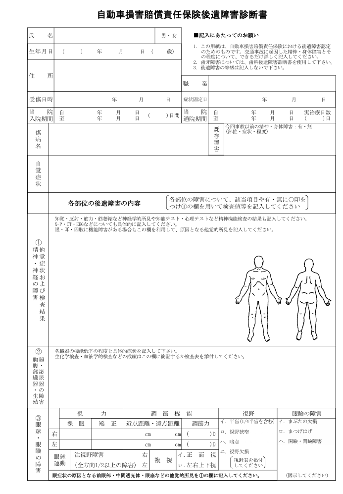 後遺障害診断書